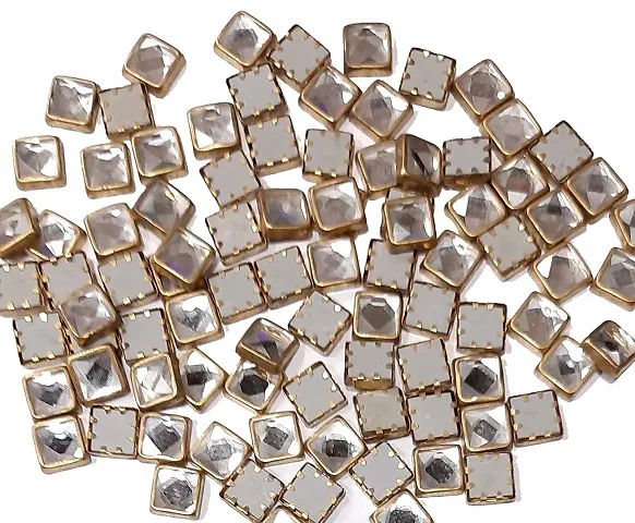 Beads & Crafts: Kundans Stones Square Shape 8mm for Embroidery, Craft and Jewelry Making (Pack of 100 GMS/Approx 215 Pieces)