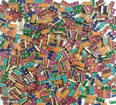 Beads  Crafts: Kundans Multicolor Stones for Jewellery Making, Bangles, Embroidery Work, Cloth Work, Craft 10mm x 4mm (100, Rectangle Shape)