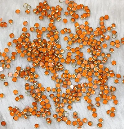 Beads & Crafts: Round Shape Kundans Stones Mat Finish (4mm) for Jewellery Making, Bangles, Embroidery Work, Cloth Work, Craft (50 GMS) (Orange)