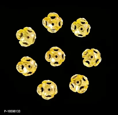 Beads  Crafts: Golden Fancy Flower Bead caps for Jewellery Making/Finding 8mm (Pack of 50 GMS.)-thumb2