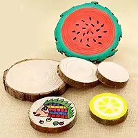 Beads  Crafts: Round Wooden Coaster Natural Bark Coaster/Slices for DIY Craft-thumb1