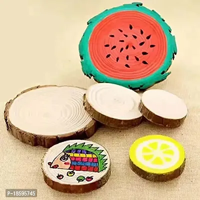 Beads  Crafts: Round Wooden Coaster Natural Bark Coaster/Slices for DIY Craft-thumb2