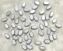 Beads  Crafts: Flat Oval Glass Hanging Beads Chocolate Beads 11mm x 8mm for Jewelry Making, Necklace, Earring, Bracelet, Embroidery, Dresses (Pack of 100 Pcs) (Dull Silver)-thumb1