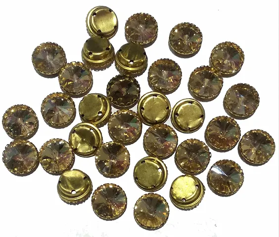 Beads Crafts: Round Clip Stones for Embroidery Work, Jewelry Making, Dress and DIY Craft 12mm (LCT, 50)