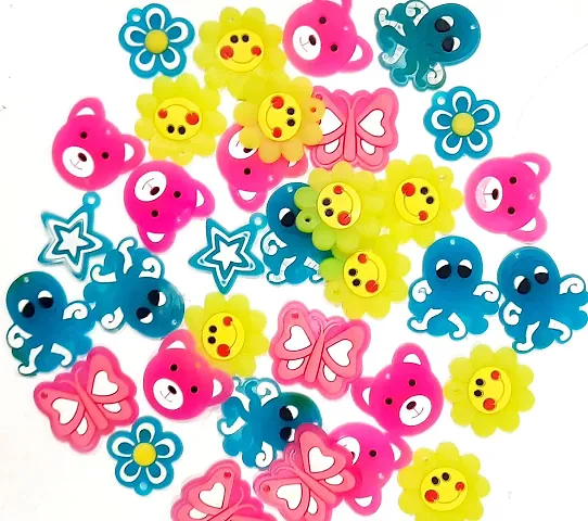 Beads  Crafts: Silicone Rubber Charms for Pendants DIY Loom Bands Bracelet, Creative Multi-Types Rubber Charm for Bands Bracelet Wristband (Pack of 100 Pcs)