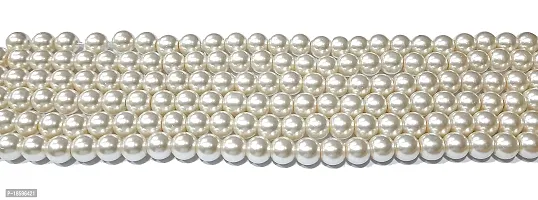Beads  Crafts: Round Glass Pearl Beads for Jewellery Making, Beading, Arts and Crafts and Embroidery Work (Pack of 5 Bead Strings/Approx 225 Beads Per String)