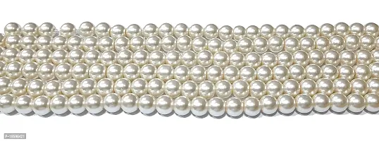 Beads  Crafts: Round Glass Pearl Beads for Jewellery Making, Beading, Arts and Crafts and Embroidery Work (Pack of 5 Bead Strings/Approx 225 Beads Per String)-thumb0