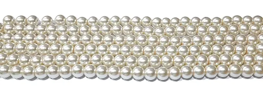 Beads Crafts: Round Glass Pearl Beads for Jewellery Making, Beading, Arts and Crafts and Embroidery Work (Pack of 5 Bead Strings/Approx 225 Beads Per String)