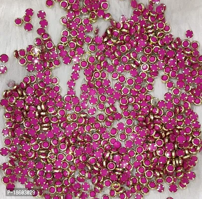 Beads  Crafts: Round Shape Kundans Stones Mat Finish (4mm) for Jewellery Making, Bangles, Embroidery Work, Cloth Work, Craft (50 GMS) (Rani Pink)-thumb0
