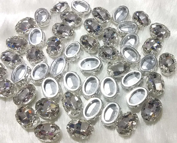 Beads & Crafts: Oval Shape Glass Crystal Clip Stones for Embroidery Work, Jewelry Making, Dress and DIY Craft