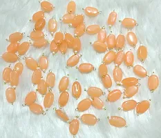 Beads  Crafts: Flat Oval Glass Hanging Beads Chocolate Beads 11mm x 8mm for Jewelry Making, Necklace, Earring, Bracelet, Embroidery, Dresses (Pack of 100 Pcs) (Peach)-thumb1