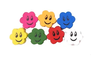 Beads  Crafts: Flower Shape Wooden Smiley Beads for Scrap Booking, Art and Craft, Decorations, DIY (Multicolor, 2 cm) - (Pack of 50 GMS/Approx 50 Pcs)-thumb1