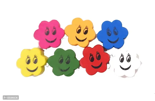 Beads  Crafts: Flower Shape Wooden Smiley Beads for Scrap Booking, Art and Craft, Decorations, DIY (Multicolor, 2 cm) - (Pack of 50 GMS/Approx 50 Pcs)-thumb2