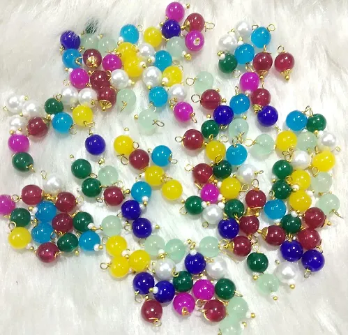 Beads & Crafts: Round Shape Glass Hanging Beads 6mm for Jewelry Making, Necklace, Earring, Bracelet, Embroidery, Dresses (Pack of 200 Pcs) (Multicolor)