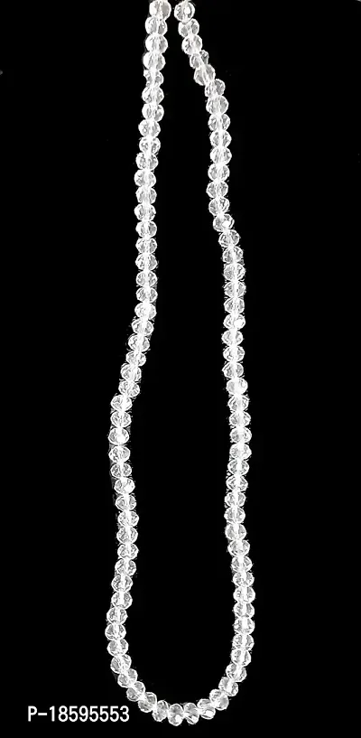 Beads  Crafts: 6mm White Transparent Glass Crystal Beads for Jewellery Making (Pack of 5 Bead Lines / 93 Beads Each Line)-thumb3