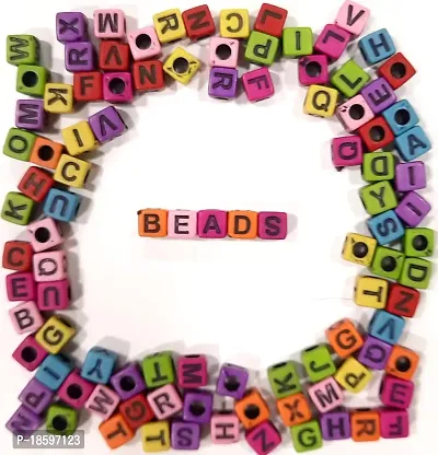 Beads  Crafts: Multicolor Plastic Alphabet Beads for Jewellery Making, DIY Bracelets, Necklace, Key Chains and Kids Jewellery (Pack of 120 GMS/Approx 350 Pieces)-thumb0