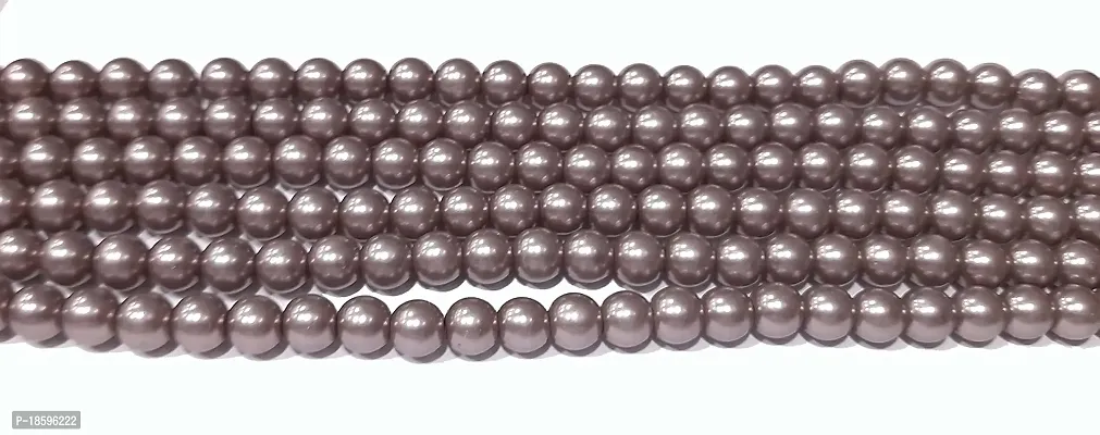 Beads  Crafts: Round Glass Pearl Beads for Jewellery Making, Beading, Arts and Crafts and Embroidery Work (Pack of 5 Bead Strings/Approx 225 Beads Per String)-thumb0
