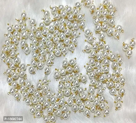 Beads  Crafts: Round Shape Glass Hanging Beads 6mm for Jewelry Making, Embroidery, Necklace, Earring, Bracelet, Dresses (Cream, 100)