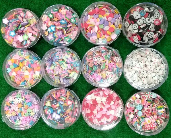 Beads & Crafts: Resin Charms Made of Clay in 12 Designs of 6mm for Resin Art, Decoration, DIY Art and Craft, Design May Vary as per Availability (Pack of 100 GMS)
