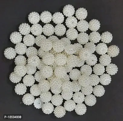 Beads  Crafts: Round Acrylic Beads Cream Color 12mm (Pack of 50 GMS/Approx 70 Pcs)