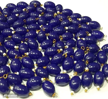 Beads  Crafts: Oval Shape Glass Hanging Beads 10mm for Jewelry Making, Necklace, Earring, Bracelet, Embroidery, Dress and DIY Kit (Pack of 100 Pcs) (Ink Blue)-thumb0