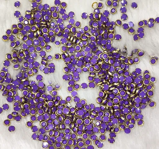 Beads & Crafts: Round Shape Kundans Stones Mat Finish (4mm) for Jewellery Making, Bangles, Embroidery Work, Cloth Work, Craft (50 GMS) (Purple)