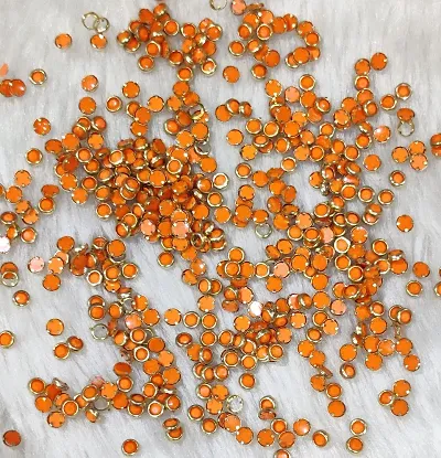 Beads Crafts: Round Shape Kundans Stones Mat Finish (4mm) for Jewellery Making, Bangles, Embroidery Work, Cloth Work, Craft (50 GMS) (Orange)