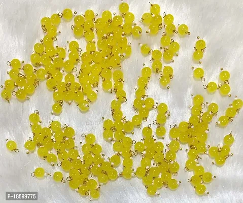 Beads  Crafts: Round Shape Glass Hanging Beads 6mm for Jewelry Making, Embroidery, Necklace, Earring, Bracelet, Dresses (Yellow, 200)