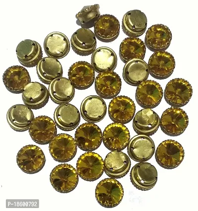 Beads  Crafts: Round Clip Stones for Embroidery Work, Jewelry Making, Dress and DIY Craft 12mm (Mango Yellow, 50)