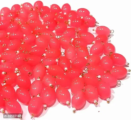 Beads  Crafts: Oval Shape Glass Hanging Beads 8mm for Jewelry Making, Necklace, Earring, Bracelet, Embroidery (Pack of 100 Pcs.) (GAJARI (Carrot) Pink)