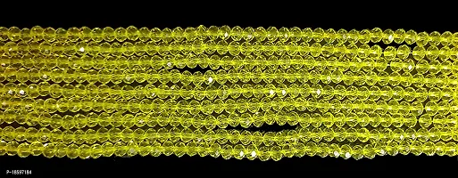 Beads  Crafts: 6mm Yellow Color Glass Crystal Beads for Jewellery Making About 90 Beads Line (Pack of 5 Bead Lines)