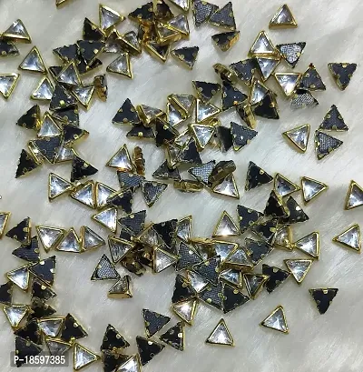 Beads  Crafts: Kundan Stone Triangle Shape for Embroidery, Craft and Jewelry Making (Pack of 100 GMS)-thumb0