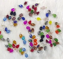 Beads  Crafts: Multicolor Drop Shape Glass Hanging Beads (6mm x 8mm) for Jewelry Making, Necklace, Earring, Bracelet, Embroidery, Dress and DIY Kit (Pack of 100 Pcs)-thumb1