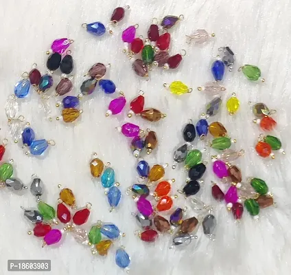 Beads  Crafts: Multicolor Drop Shape Glass Hanging Beads (6mm x 8mm) for Jewelry Making, Necklace, Earring, Bracelet, Embroidery, Dress and DIY Kit (Pack of 100 Pcs)-thumb2