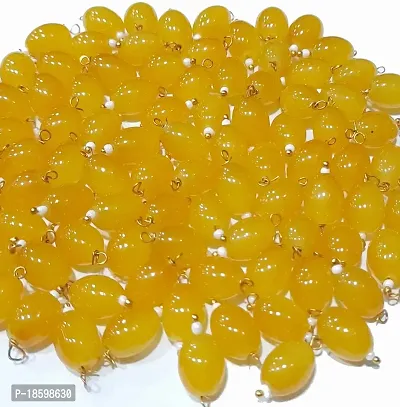 Beads  Crafts: Oval Shape Glass Hanging Beads 10mm for Jewelry Making, Necklace, Earring, Bracelet, Embroidery, Dress and DIY Kit (Pack of 100 Pcs) (Golden Yellow)-thumb0