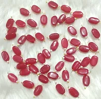 Beads  Crafts: Flat Oval Glass Hanging Beads Chocolate Beads 11mm x 8mm for Jewelry Making, Necklace, Earring, Bracelet, Embroidery, Dresses (Pack of 100 Pcs) (Red)-thumb1