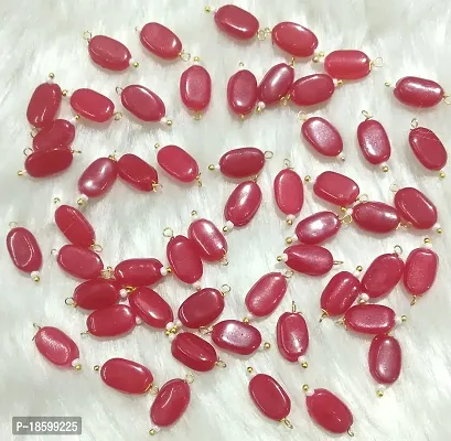 Beads  Crafts: Flat Oval Glass Hanging Beads Chocolate Beads 11mm x 8mm for Jewelry Making, Necklace, Earring, Bracelet, Embroidery, Dresses (Pack of 100 Pcs) (Red)-thumb2