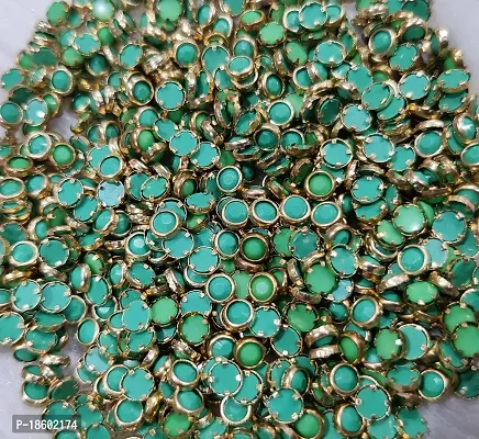 Beads  Crafts: Round Shape Kundans Stones Mat Finish (4mm) for Jewellery Making, Bangles, Embroidery Work, Cloth Work, Craft (50 GMS) (Rama Green)-thumb0