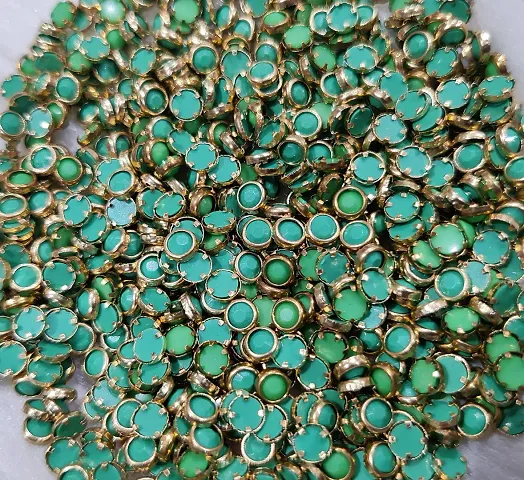 Beads & Crafts: Round Shape Kundans Stones Mat Finish (4mm) for Jewellery Making, Bangles, Embroidery Work, Cloth Work, Craft (50 GMS) (Rama Green)