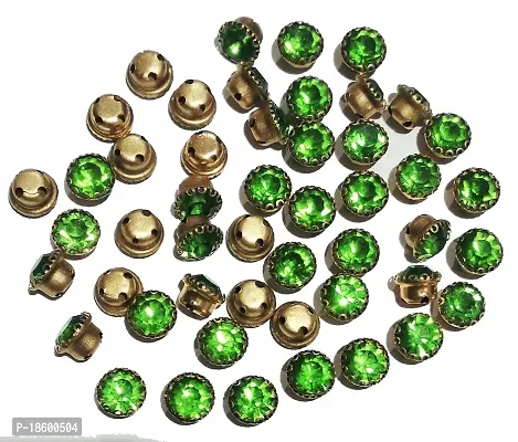 Beads  Crafts: Round Glass Clip Stones 8mm for Jewelry Making, Embroidery, Dress and DIY Craft (Pack of 100 Pcs) (Parrot Green)-thumb0