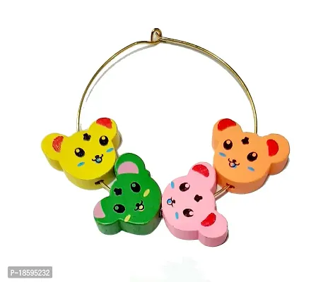 Beads  Crafts: Cat Face Shape Wooden Beads for Scrap Booking, Art and Craft, Decorations, DIY (Multicolor, 2cm) - (Pack of 50 GMS/Approx 60 Pcs)-thumb2