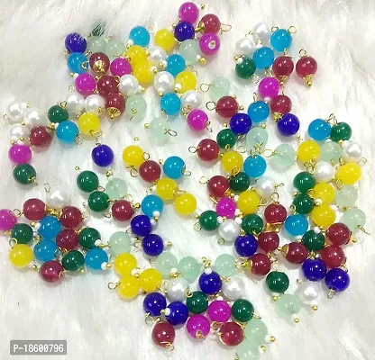 Beads  Crafts: Round Shape Glass Hanging Beads 6mm for Jewelry Making, Embroidery, Necklace, Earring, Bracelet, Dresses (Multicolor, 100)-thumb0