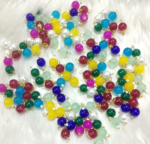 Beads Crafts: Round Shape Glass Hanging Beads 6mm for Jewelry Making, Embroidery, Necklace, Earring, Bracelet, Dresses (Multicolor, 100)