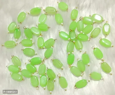 Beads  Crafts: Flat Oval Glass Hanging Beads Chocolate Beads 11mm x 8mm for Jewelry Making, Necklace, Earring, Bracelet, Embroidery, Dresses (Pack of 100 Pcs) (Mint Green)-thumb2