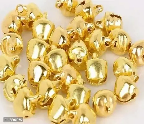 Beads  Crafts: Golden Ghungroo Jingle Bell Metal Bell Charms Beads for Jewellery Making, Home Decoration, DIY Art and Craft 10mm (Pack of 100 GMS) (Gold)
