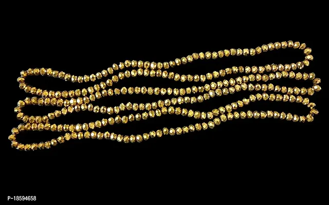 Beads  Crafts: Gold Finish Round Crystal Beads 8mm for Jewellery Making (Pack of 5 Bead Lines / 70 Beads in Each Line)