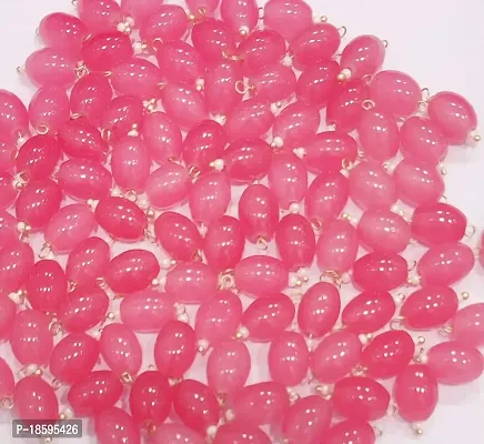 Beads  Crafts: Oval Shape Glass Hanging Beads 10mm for Jewelry Making, Necklace, Earring, Bracelet, Embroidery, Dress and DIY Kit (Pack of 100 Pcs) (GAJARI (Carrot) Pink)-thumb0