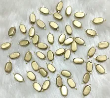 Beads  Crafts: Flat Oval Glass Hanging Beads Chocolate Beads 11mm x 8mm for Jewelry Making, Necklace, Earring, Bracelet, Embroidery, Dresses (Pack of 100 Pcs) (Dull Gold)-thumb1