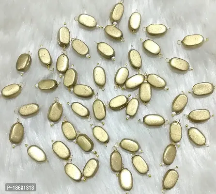 Beads  Crafts: Flat Oval Glass Hanging Beads Chocolate Beads 11mm x 8mm for Jewelry Making, Necklace, Earring, Bracelet, Embroidery, Dresses (Pack of 100 Pcs) (Dull Gold)-thumb2