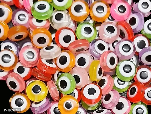 Beads  Crafts: Acrylic Round Eye Beads for Crafts, Embroidery, Jewellery Making 12mm x 4mm Multicolor (Pack of 100 Pcs)